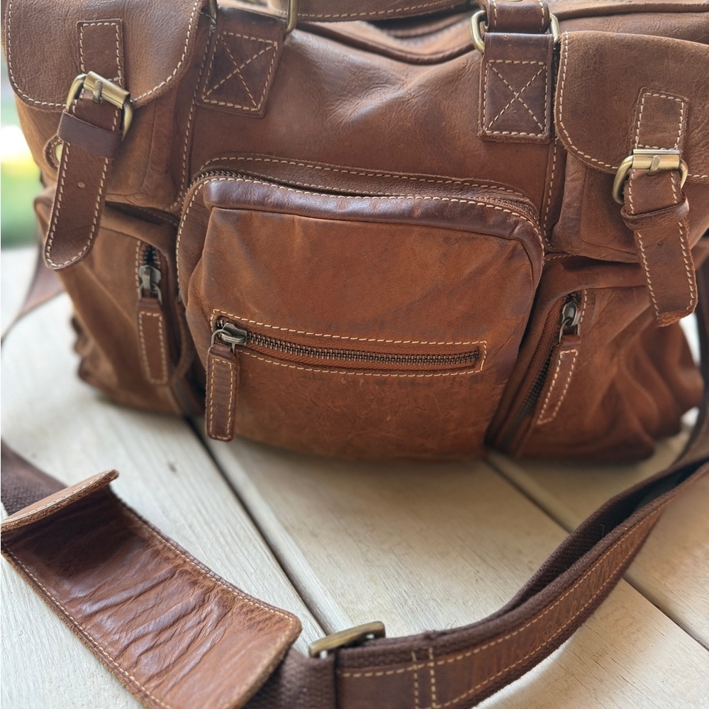 Unbranded Chocolate Brown Suede Leather Genuine Dispatch Travel Bag. 16X11X9 - Picture 5 of 9